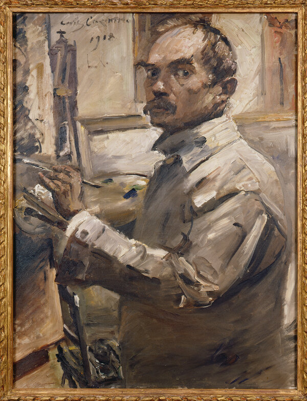 Lovis Corinth (1858–1925), Selbstporträt vor Staffelei, 1918,