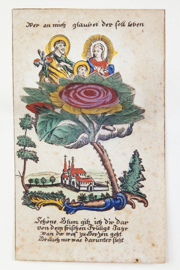 Blumenklappbild mit Heiliger Familie