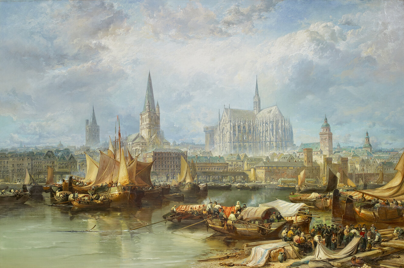 Ansicht von Köln mit dem unvollendeten Dom, 1870, Öl auf Leinwand