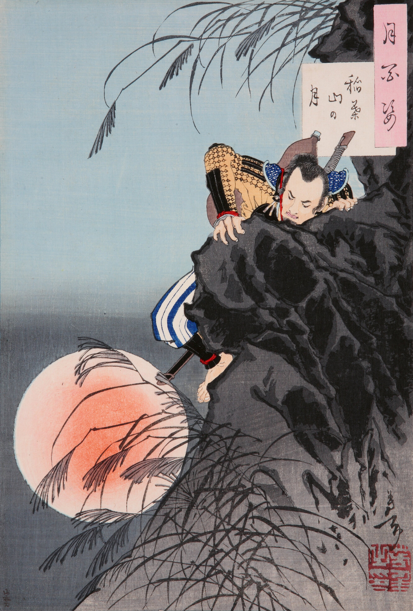 »Mond über dem Berg Inaba«, aus der Serie »Hundert Ansichten des Mondes« von Tsukioka Yoshitoshi (1839–1892), Farbholzschnitt, Japan, 1885, © Nihon no hanga Amsterdam