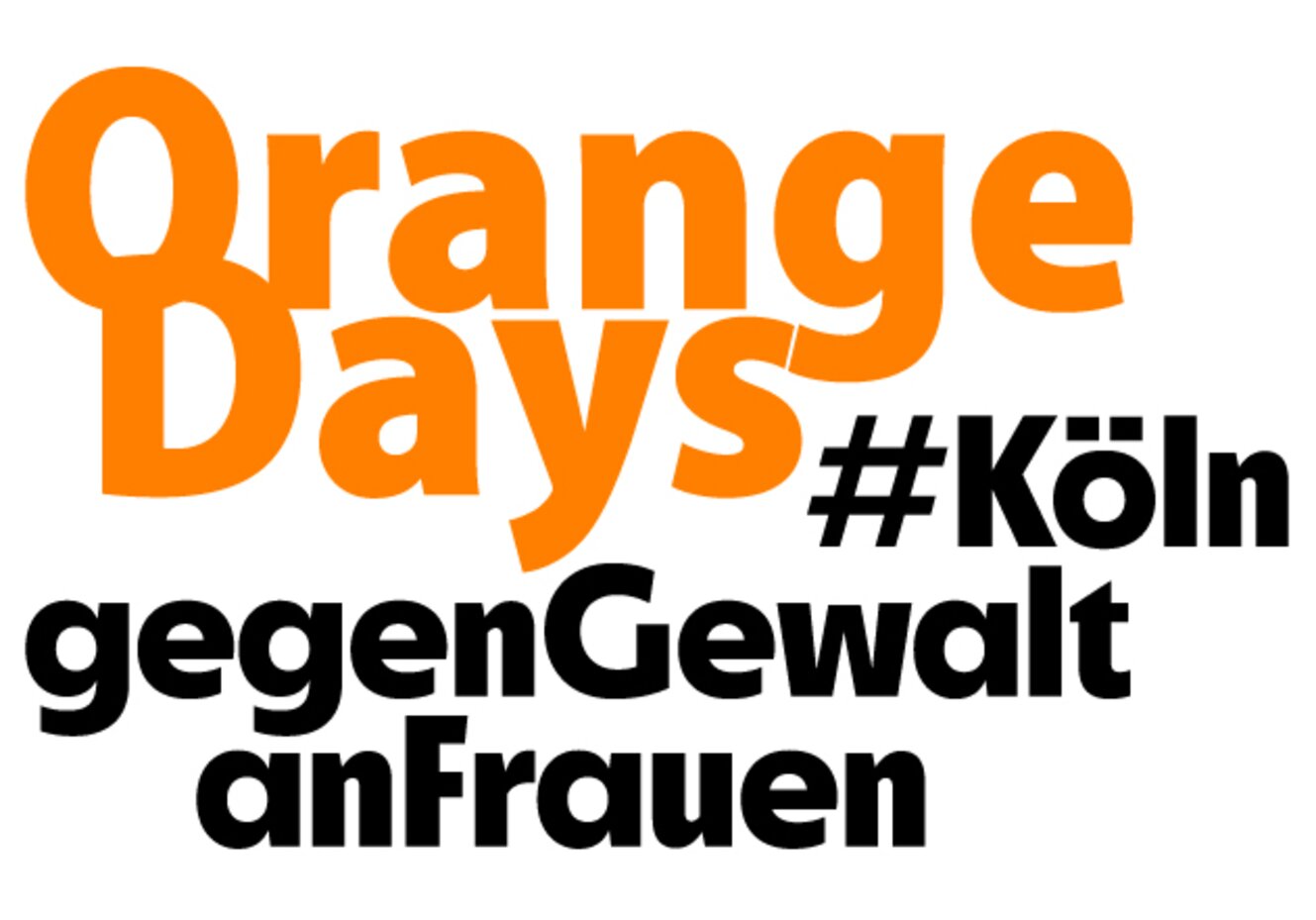 Logo Orange Days mit Hashtag "Köln gegen Gewalt an Frauen"