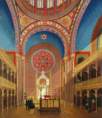 Innenansicht der Synagoge Glockengasse, Lithografie um 1860