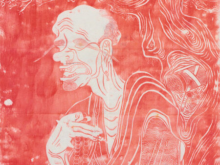 Der neunte Luohan, nach 1764, Steinabreibungen in Zinnoberrot