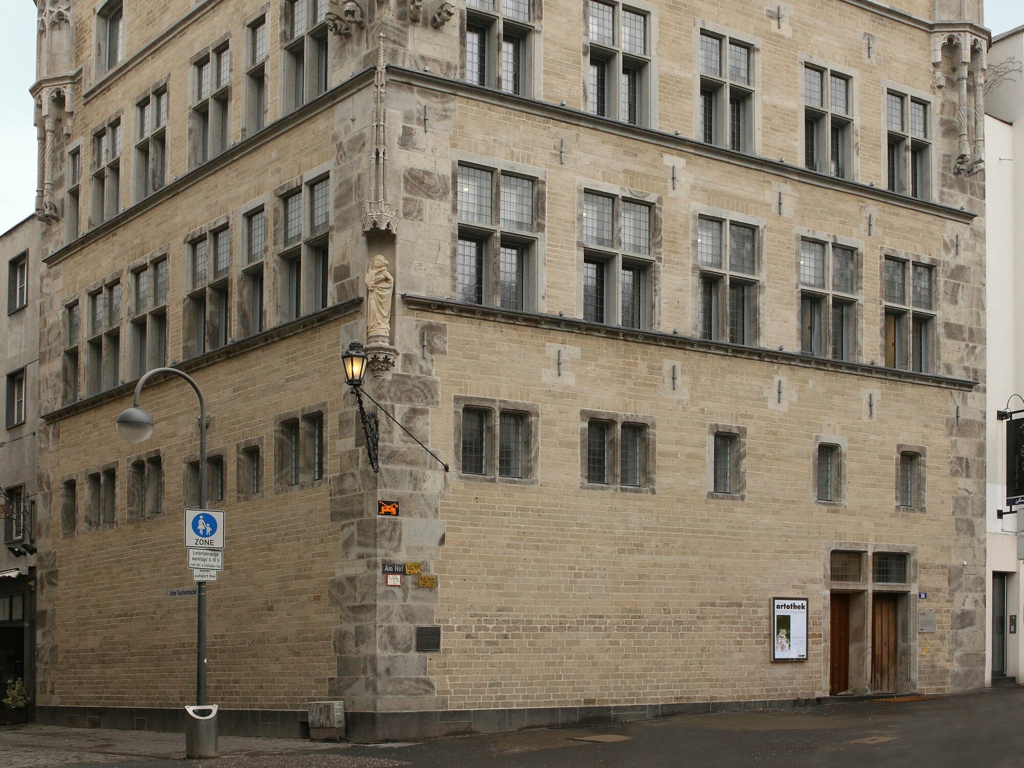 Historic house with a sculpture in the corner