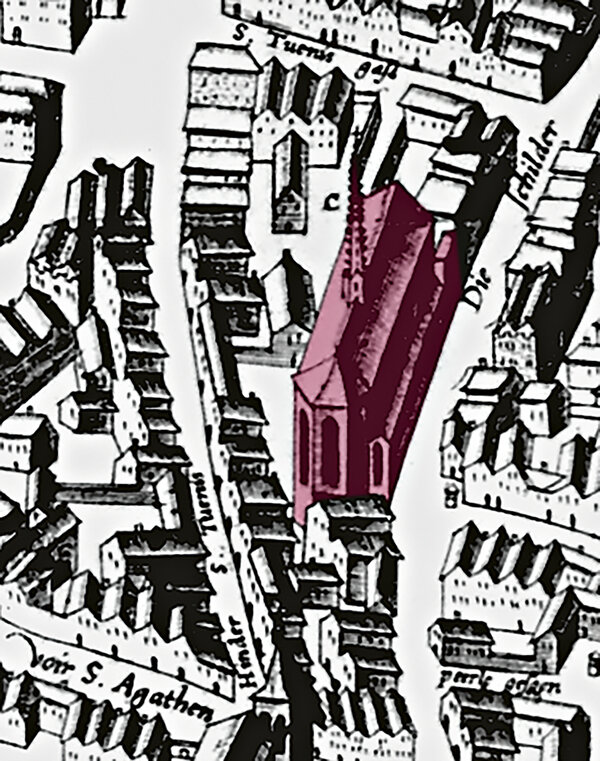 Ausschnitt aus einem Stadtplan von Köln aus 1571
