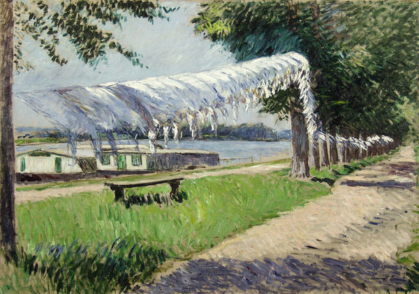 Gemälde von Gustave Caillebotte: Trocknende Wäsche am Ufer der Seine