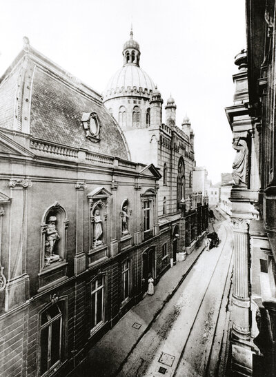 Der Palais Oppenheim und die Synagoge in der Glockengasse, Köln 1895