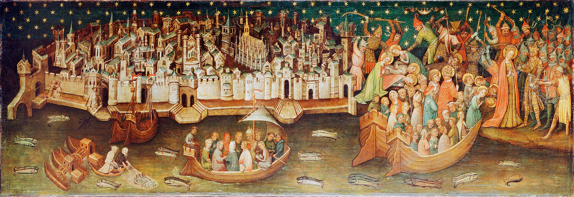Meister der Kleinen Passion, Martyrium der heiligen Ursula vor der Stadt Köln