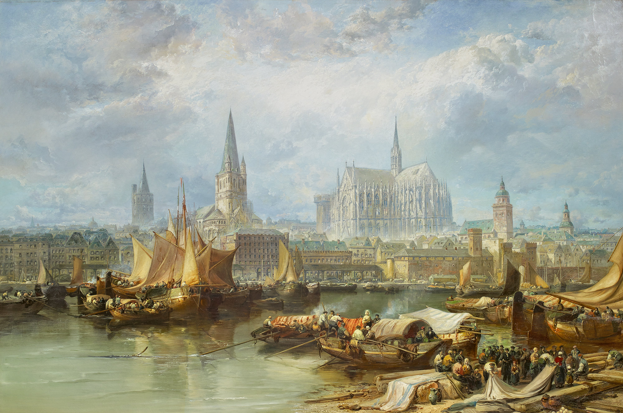 Ansicht von Köln mit dem unvollendeten Dom, 1870, Öl auf Leinwand