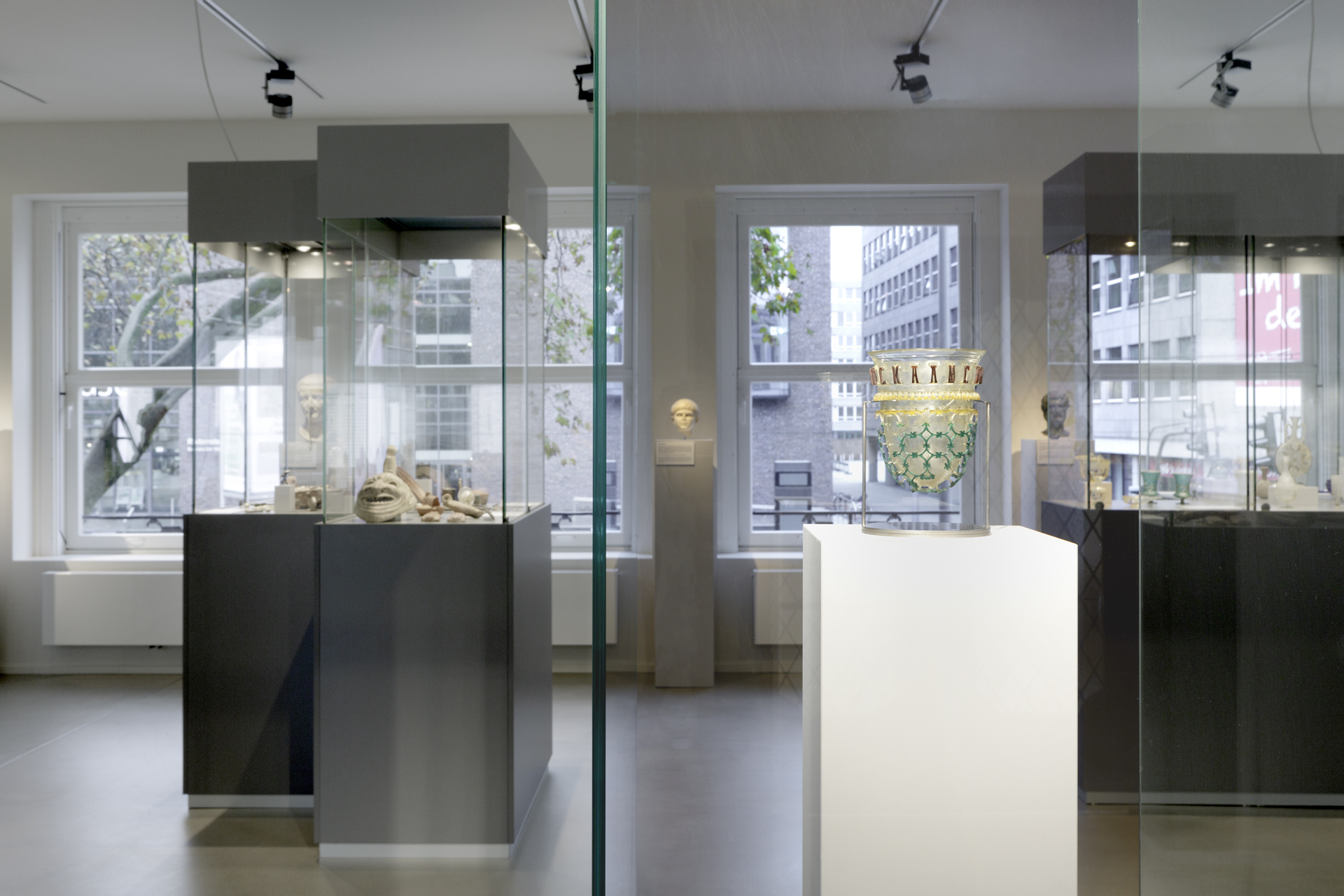 Showcases with exhibits